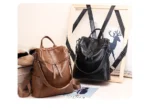 Women’s PU Leather Backpack - Stylish Dual Shoulder Bag - Image 3