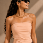Women’s Strapless Tube Top – Cotton Stretchy Bandeau Crop Top